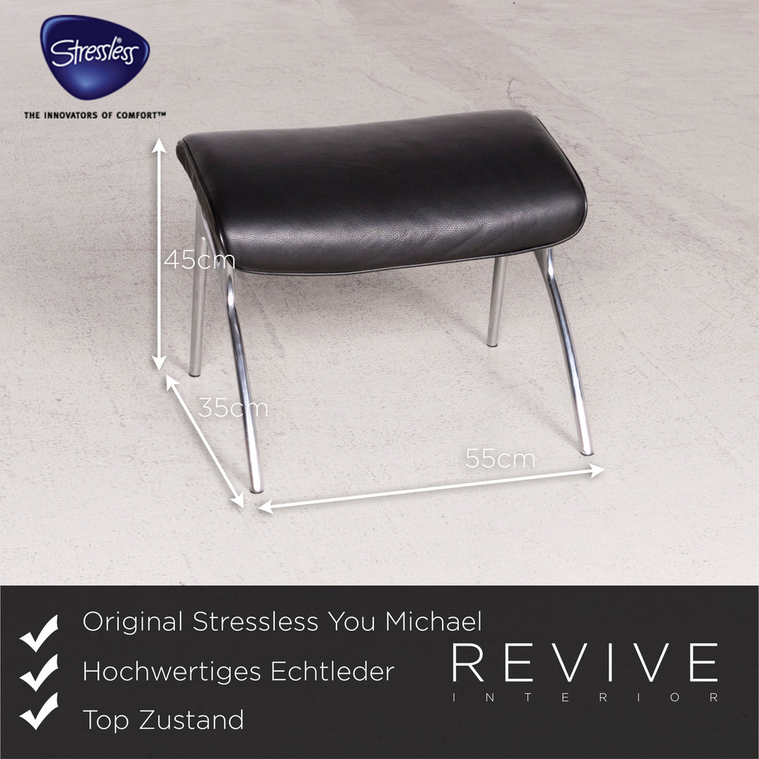Stressless You Michael L Designer Leder Sessel mit Hocker Schwarz Echtleder Relax Funktion #7674