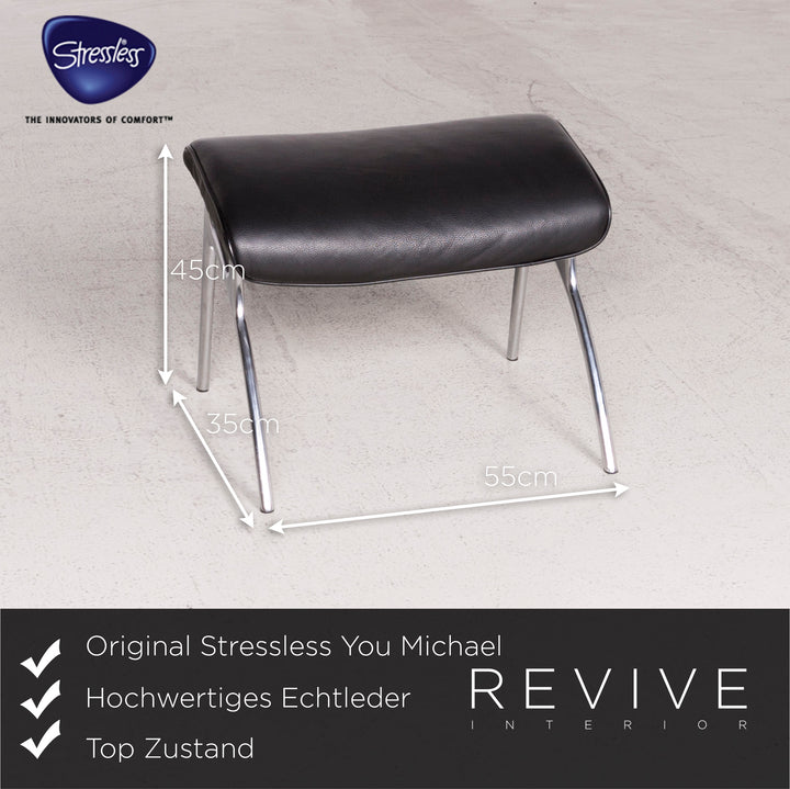 Stressless You Michael L Designer Leder Sessel mit Hocker Schwarz Echtleder Relax Funktion #7674