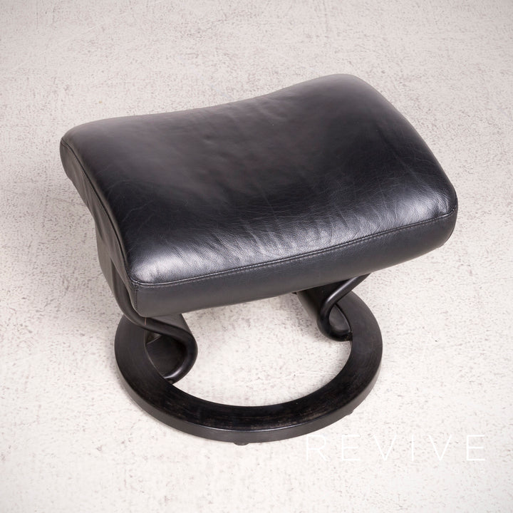 Stressless Designer Leather Armchair Black Genuine Leather Stool #8122