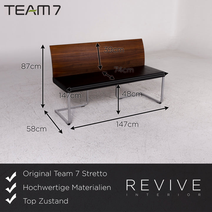 Team 7 Stretto Magnum Designer Esszimmer Garnitur Holz Braun 1x Tisch 1x Sitzbank 4x Stuhl #9847