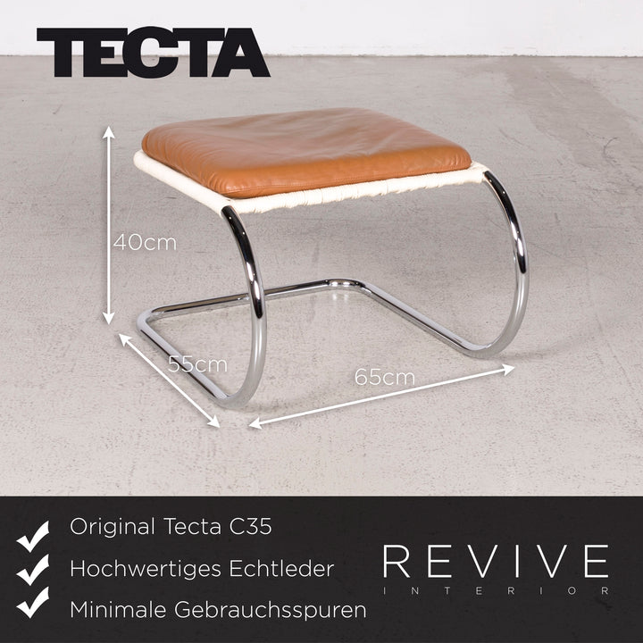 Tecta C35 Designer Leather Stool Brown Chrome Genuine Leather #8013