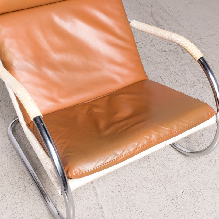 Tecta D35 Designer Leder Freischwinger Sessel Braun Echtleder Stuhl #8012