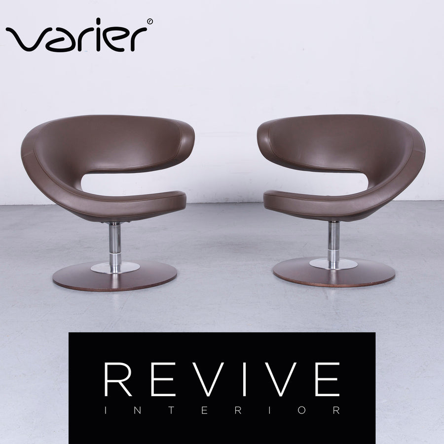 Varier Peel Designer Leder Sessel Garnitur Braun Clubsessel Echtleder Stuhl #6684