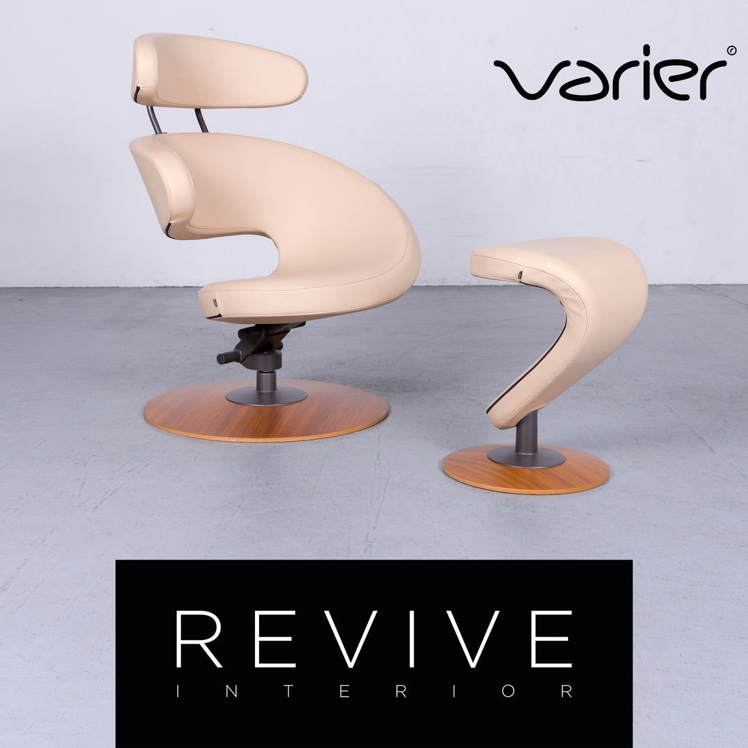 Varier Peel Designer Leder Sessel Hocker Beige Echtleder Stuhl #6436
