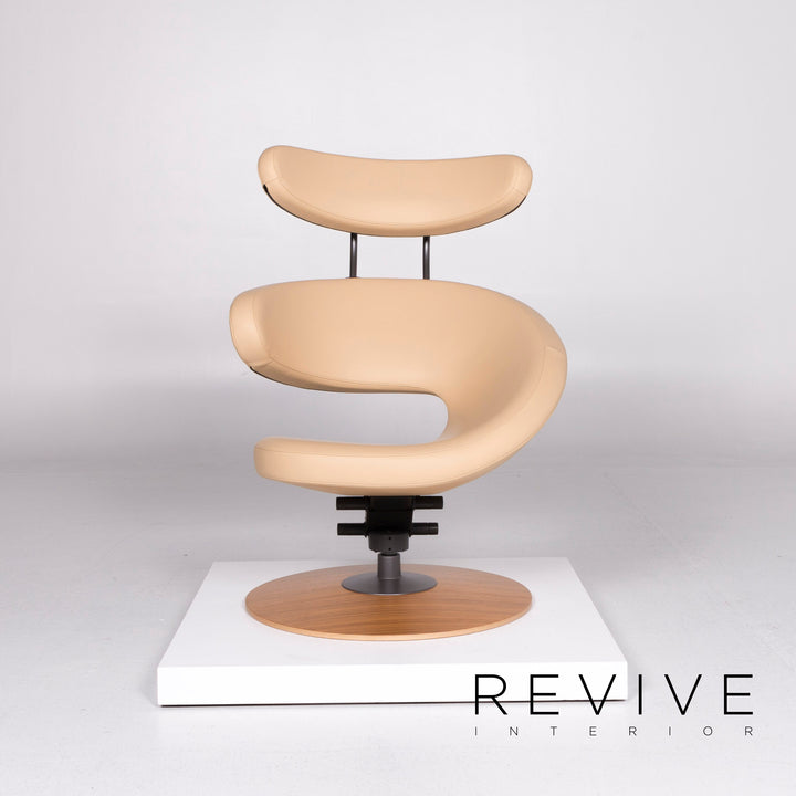 Varier Peel Designer Leder Sessel by Olav Eldøy Creme inkl. Hocker #10633