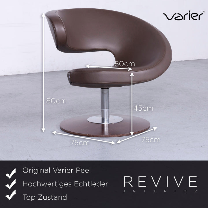 Varier Peel Designer Armchair Leather Brown Genuine Leather Chair #6581