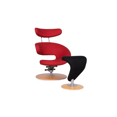 Varier Peel Stoff Sessel Garnitur Rot inkl. Hocker Funktion Lehnenfunktion #10956