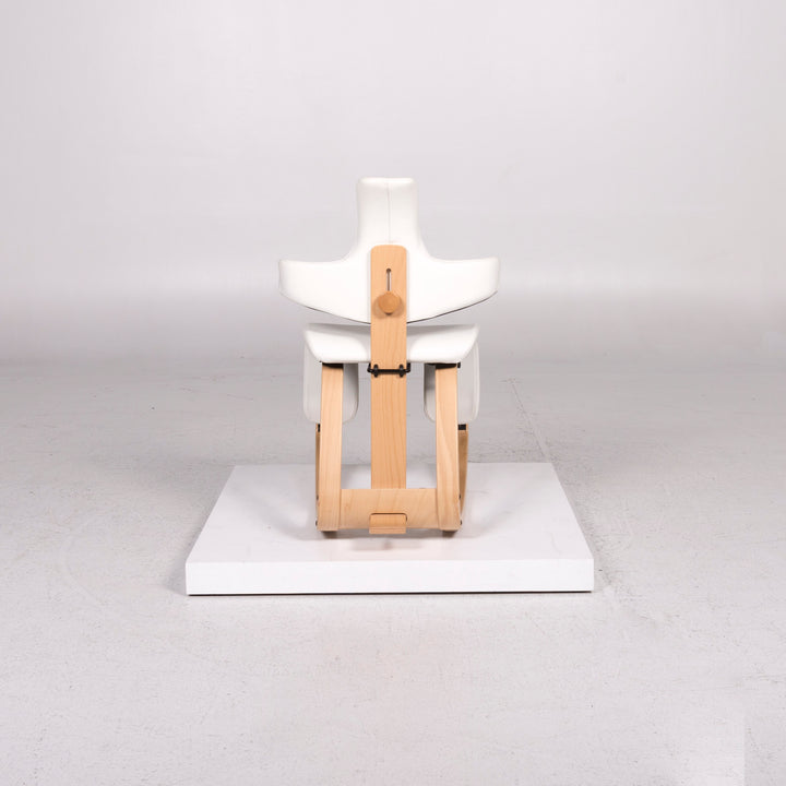 Varier Sessel Leder Holz Weiß Schaukelstuhl Stuhl #12181