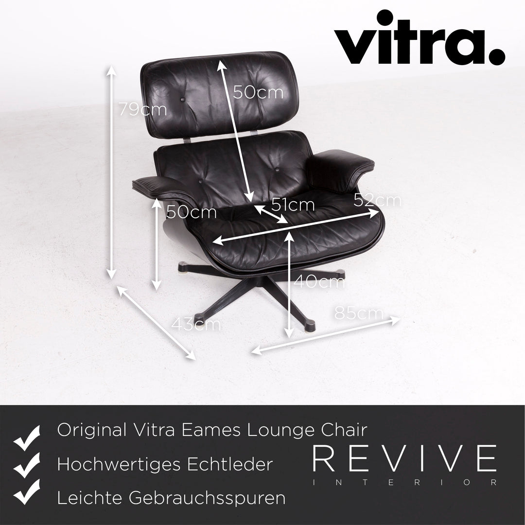Vitra Eames Lounge Chair with Ottoman Designer Leather Armchair Black Genuine Leather Chair with Stool #7449