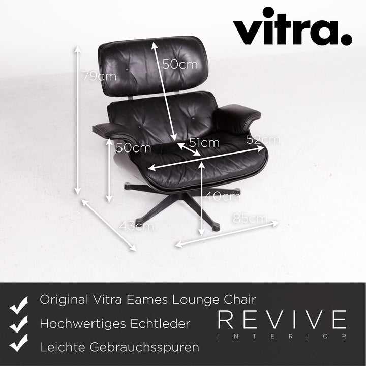 Vitra Eames Lounge Chair with Ottoman Designer Leather Armchair Black Genuine Leather Chair with Stool #7449