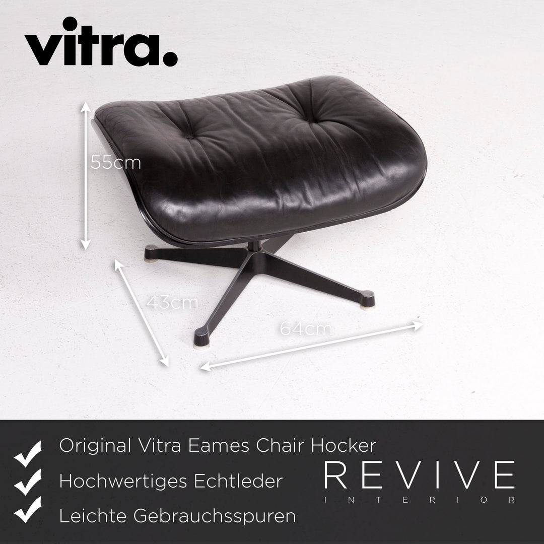 Vitra Eames Lounge Chair with Ottoman Designer Leather Armchair Black Genuine Leather Chair with Stool #7449