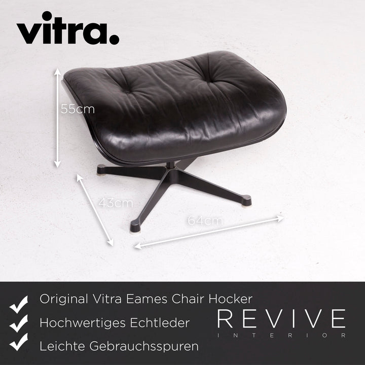 Vitra Eames Lounge Chair with Ottoman Designer Leather Armchair Black Genuine Leather Chair with Stool #7449