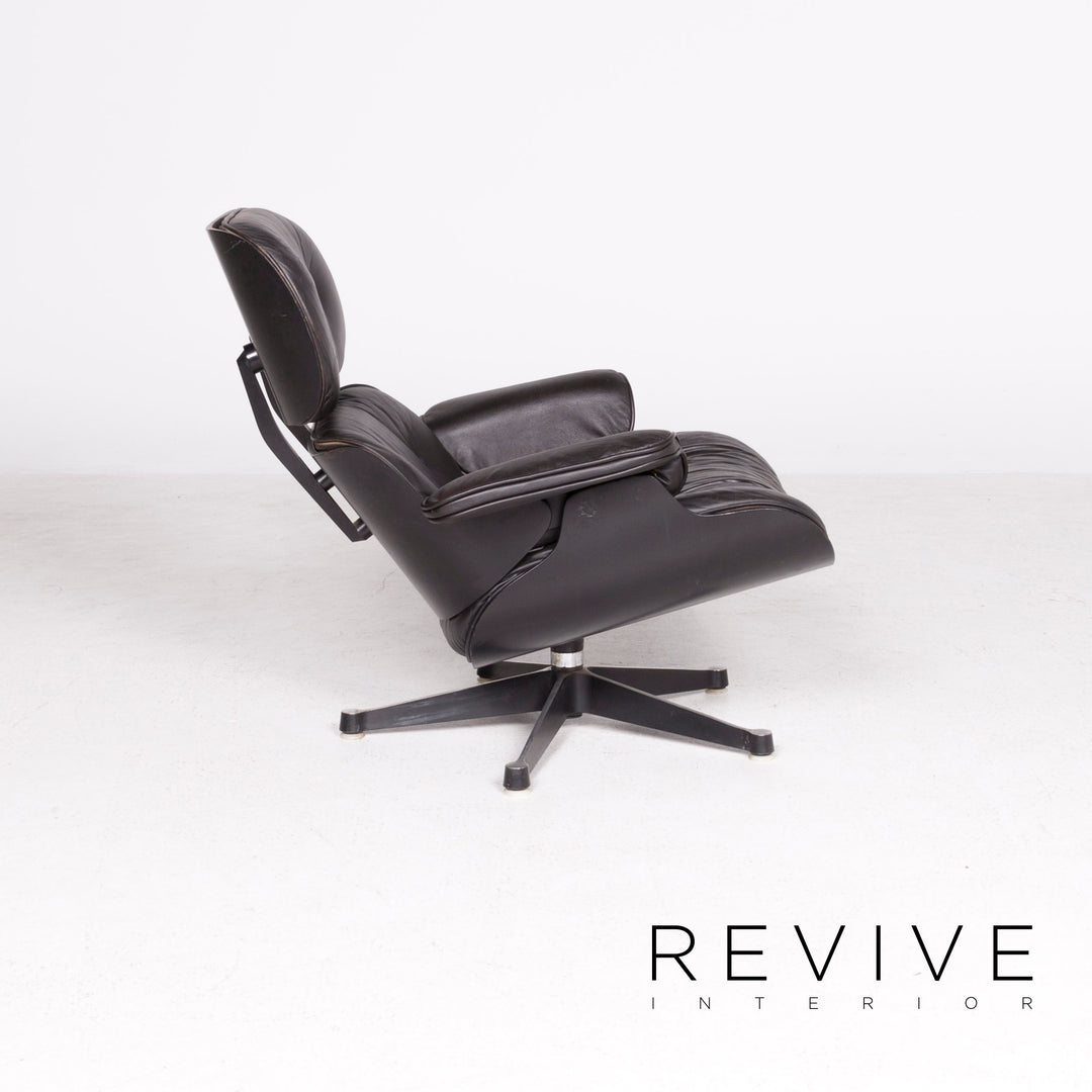 Vitra Eames Lounge Chair with Ottoman Designer Leather Armchair Black Genuine Leather Chair with Stool #7449