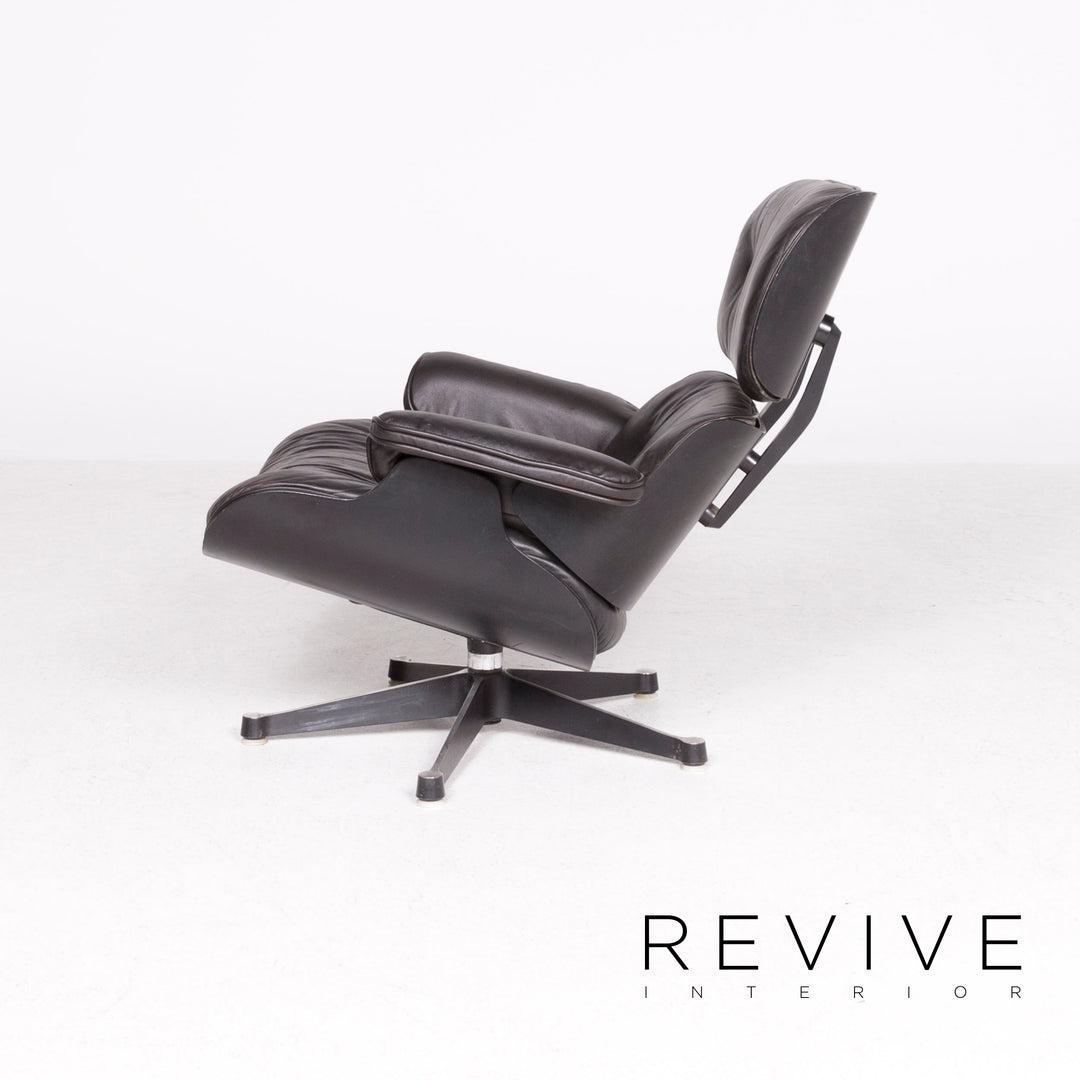 Vitra Eames Lounge Chair with Ottoman Designer Leather Armchair Black Genuine Leather Chair with Stool #7449