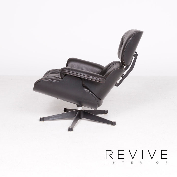 Vitra Eames Lounge Chair with Ottoman Designer Leather Armchair Black Genuine Leather Chair with Stool #7449