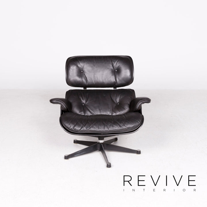 Vitra Eames Lounge Chair with Ottoman Designer Leather Armchair Black Genuine Leather Chair with Stool #7449