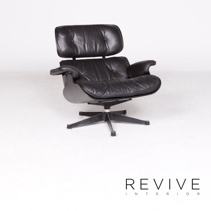 Vitra Eames Lounge Chair with Ottoman Designer Leather Armchair Black Genuine Leather Chair with Stool #7449