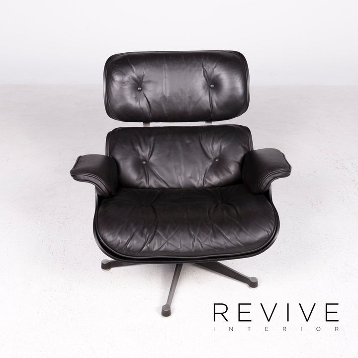 Vitra Eames Lounge Chair with Ottoman Designer Leather Armchair Black Genuine Leather Chair with Stool #7449