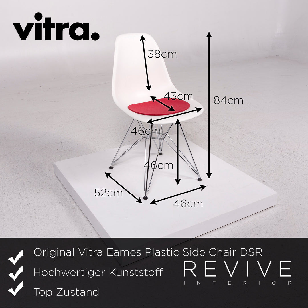Vitra Eames Plastic Side Chair DSR Weiß Kunststoff Stuhl Weiß inkl. Polster Ray Eames Sessel #12006