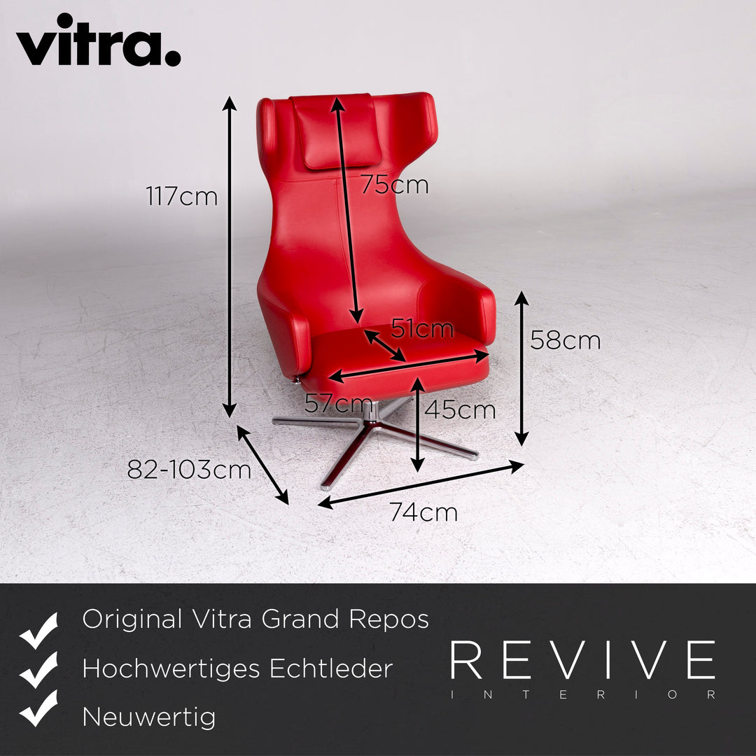 Vitra Grand Repos Designer Leder Sessel Rot Relax #9477