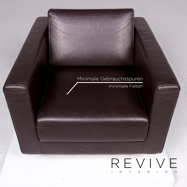 Vitra Park Armchair leather armchair set brown dark brown 2x armchair Jasper Morrison polished aluminum #11369