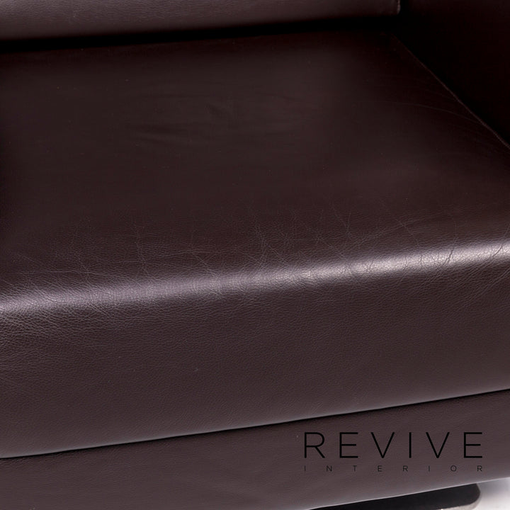 Vitra Park Armchair Fauteuil en cuir marron marron foncé Jasper Morrison aluminium poli #11370
