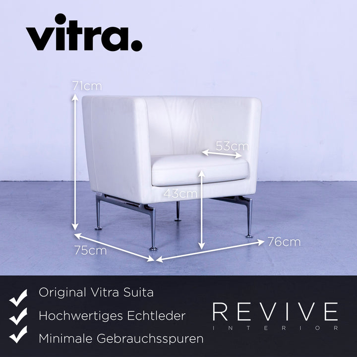 Vitra Suita designer leather sofa set white two-seater couch genuine leather bench #5658