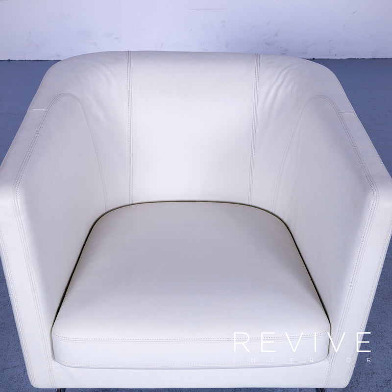 Vitra Suita Designer Leder Sofa Garnitur Weiß Zweisitzer Couch Echtleder Bank 