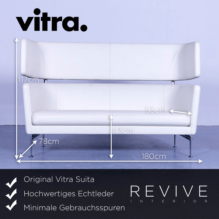 Vitra Suita designer leather sofa set white two-seater couch genuine leather bench #5658