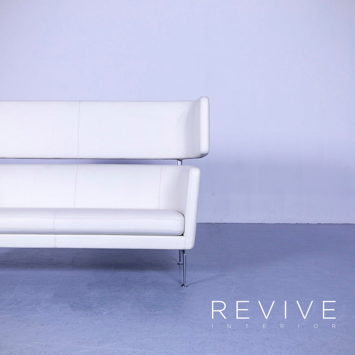 Vitra Suita designer leather sofa set white two-seater couch genuine leather bench #5658