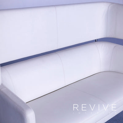 Vitra Suita Designer Leder Sofa Garnitur Weiß Zweisitzer Couch Echtleder Bank #5658