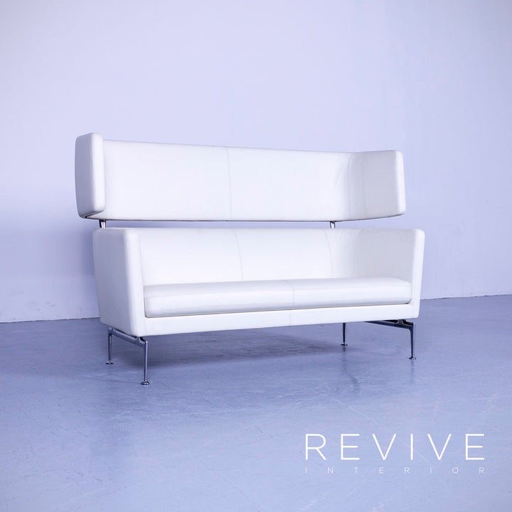 Vitra Suita designer leather sofa set white two-seater couch genuine leather bench #5658