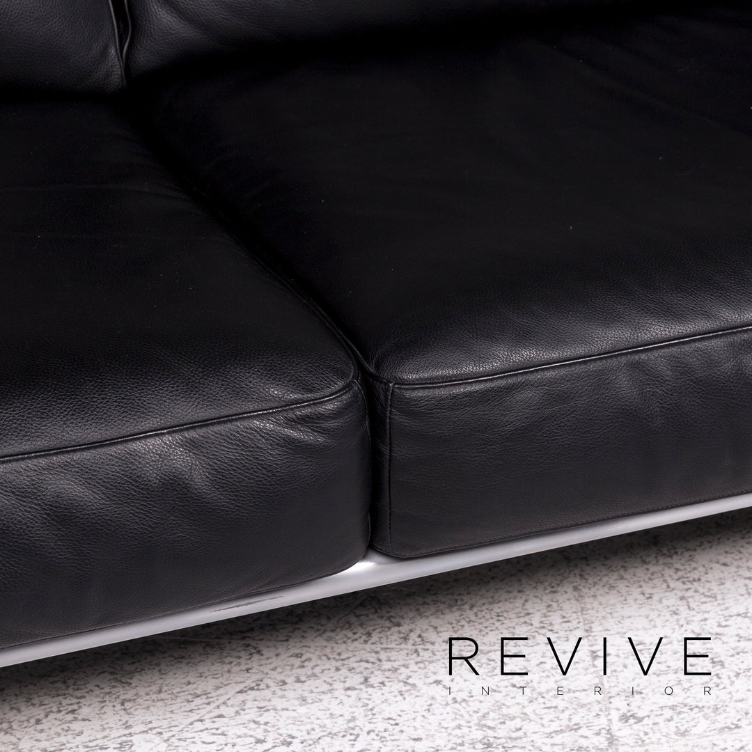 WK Wohnen Gaetano 687 Canapé design en cuir noir 2 places avec fonction détente #9547