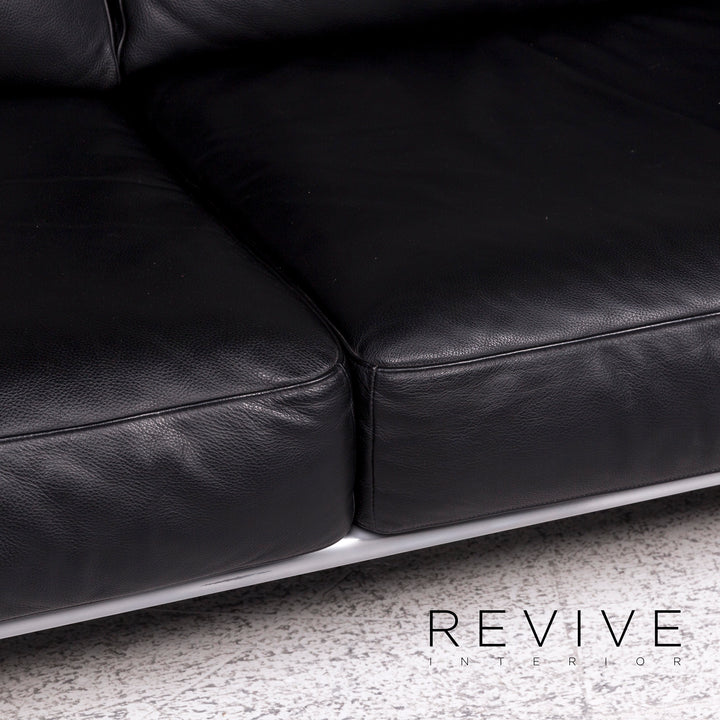 WK Wohnen Gaetano 687 Canapé design en cuir noir 2 places avec fonction détente #9547