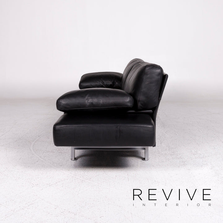 WK Wohnen Gaetano 687 Canapé design en cuir noir 2 places avec fonction détente #9547