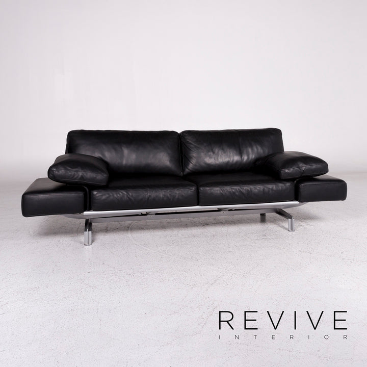 WK Wohnen Gaetano 687 Canapé design en cuir noir 2 places avec fonction détente #9547