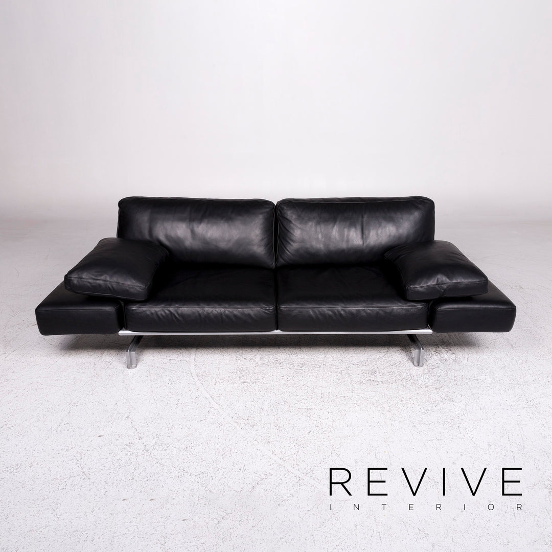 WK Wohnen Gaetano 687 Canapé design en cuir noir 2 places avec fonction détente #9547