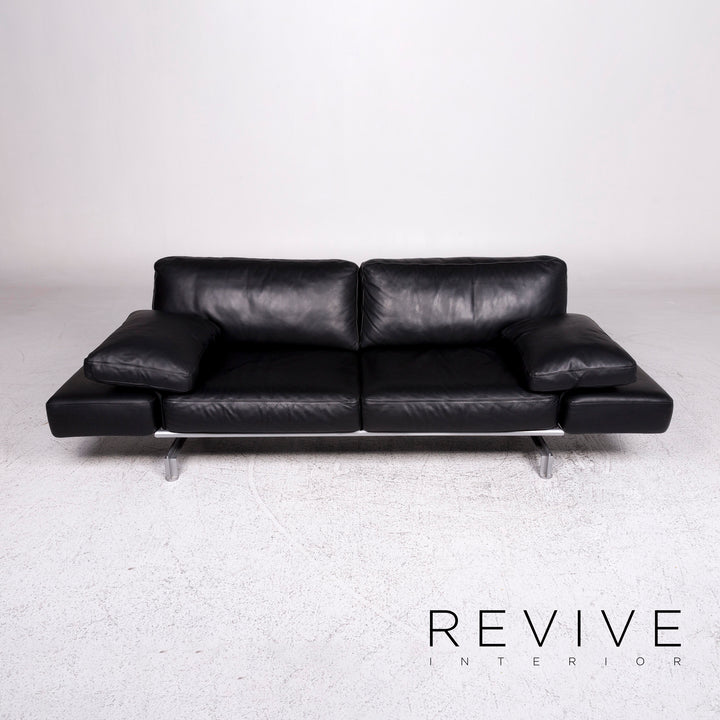 WK Wohnen Gaetano 687 Canapé design en cuir noir 2 places avec fonction détente #9547