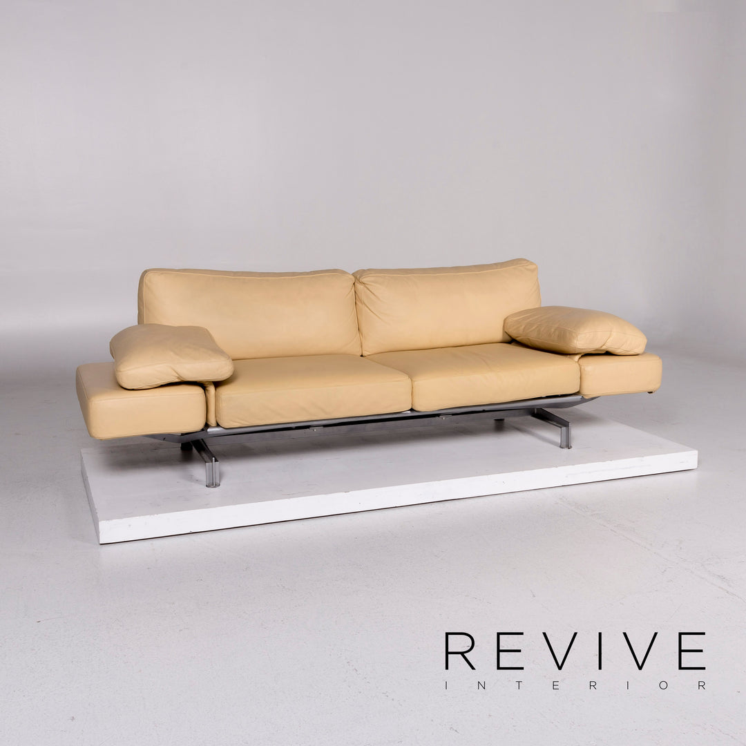 WK Wohnen Gaetano 687 Leder Sofa Beige Zweisitzer Funktion Relaxfunktion Couch #11180