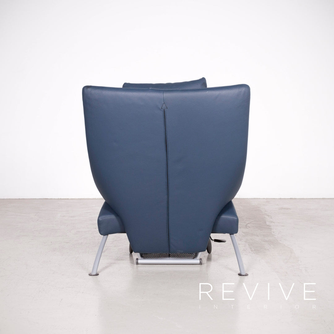 WK Wohnen Solo 699 designer leather lounger blue genuine leather armchair function #7436