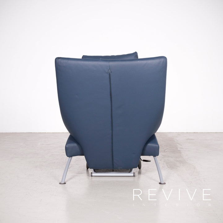 WK Wohnen Solo 699 designer leather lounger blue genuine leather armchair function #7436