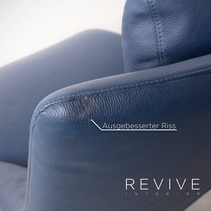 WK Wohnen Solo 699 designer leather lounger blue genuine leather armchair function #7436