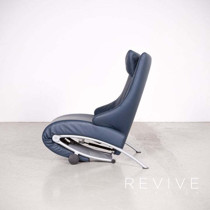 WK Wohnen Solo 699 designer leather lounger blue genuine leather armchair function #7436