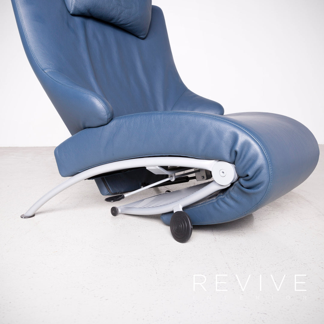 WK Wohnen Solo 699 designer leather lounger blue genuine leather armchair function #7436