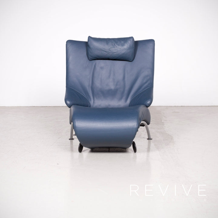 WK Wohnen Solo 699 designer leather lounger blue genuine leather armchair function #7436