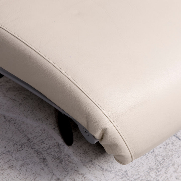 WK Wohnen Solo 699 Designer Leather Lounger White Black Real Leather Couch Armchair #8638