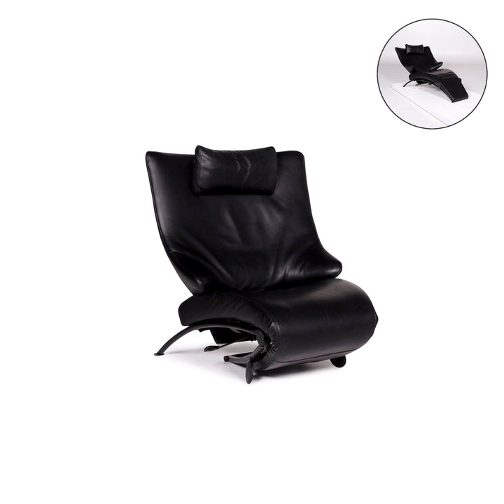WK Wohnen Solo 699 Leather Armchair Black Relaxation Function Relaxation Armchair #11339