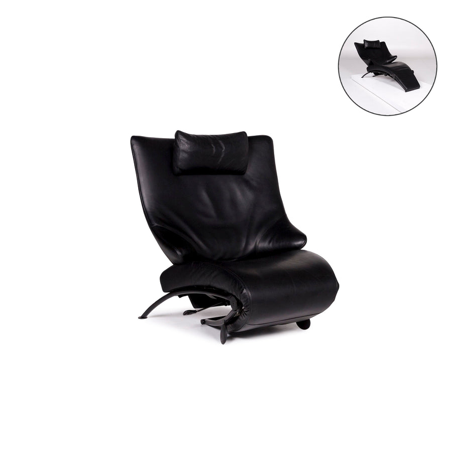 WK Wohnen Solo 699 Leather Armchair Black Relaxation Function Relaxation Armchair #11339