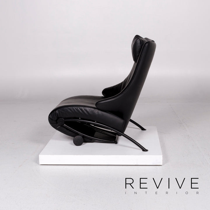 WK Wohnen Solo 699 Leather Armchair Black Relaxation Function Relaxation Armchair #11339