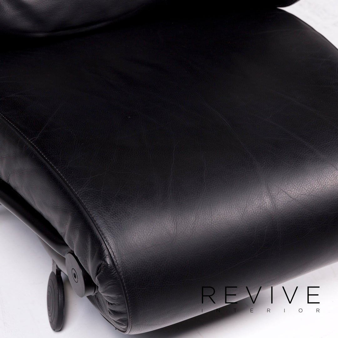 WK Wohnen Solo 699 Leather Armchair Black Relaxation Function Relaxation Armchair #11339